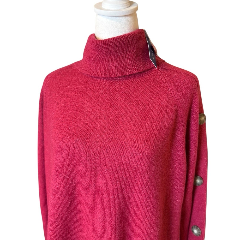 NWT Apt 9 Pink Oversized Turtleneck Sweater Button Detail Size Large Soft Cozy
